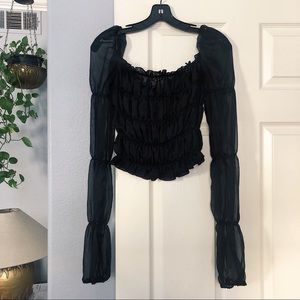 Choosy Smocked Black Blouse Size XS